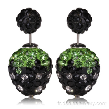 Boucle d’oreille de Gem tchèque boucle d’oreille Double taille Shamballa Anti allergie